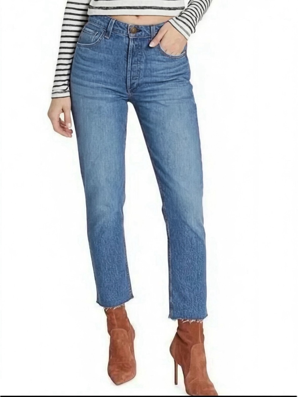 RAG & BONE Nina Button Fly High Rise Ankle Cigarette Leg Jeans--NWT--25